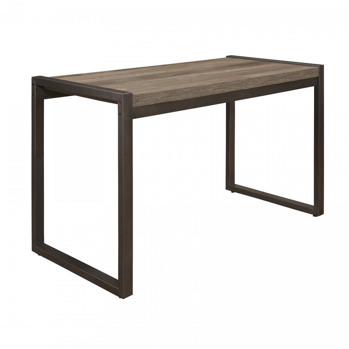 Bassett Writing Desk, Faux Wood & Gunmetal 