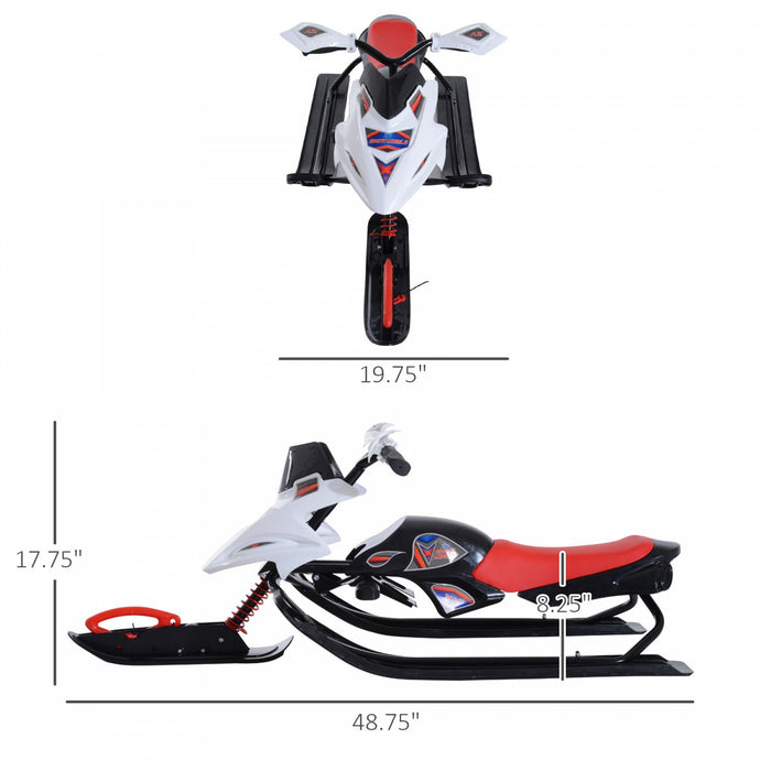 Soozier Snow Racer Sleds For Kids With Padded Rubber Seat, Snow Motor With Wind Shield Handle And An