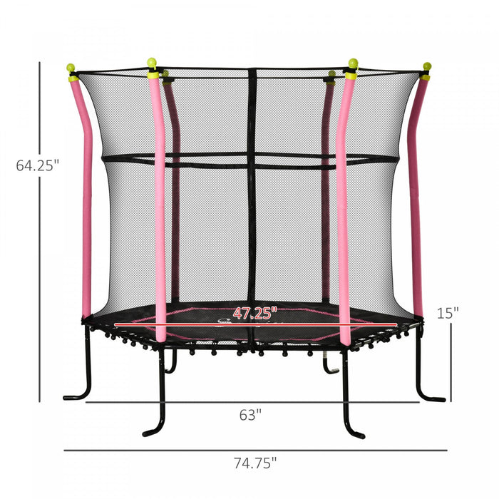 Soozier 63\" Kids Trampoline Mini Indoor/outdoor Bouncer Jumper With Enclosure Net Elastic Thick Padd
