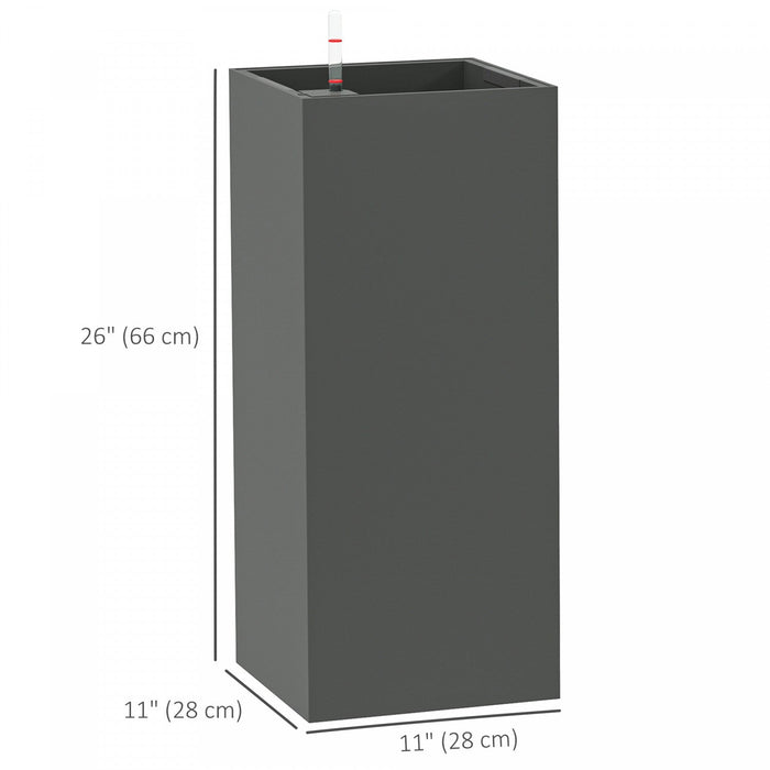 Outsunny 2 Pack Plastic Planter, 11 Inch Outdoor Planters, Dark Grey