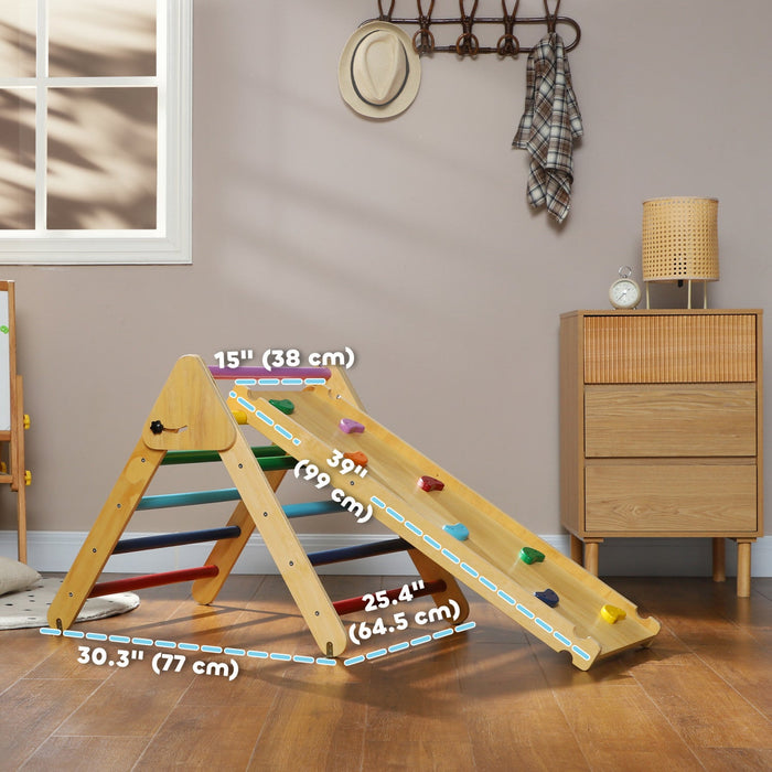 Qaba Pikler Triangle Set, Climbing Toys For Toddlers With Ramp, 3 In 1 Climbing Toys Indoor Baby Jun