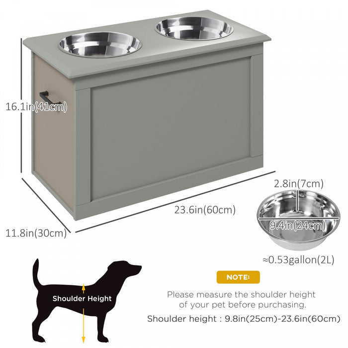 Pawhut Elevated Dog Bowls For Large Dogs With Storage Dog Pet Diner Function 2 Stainless Steel Dog B