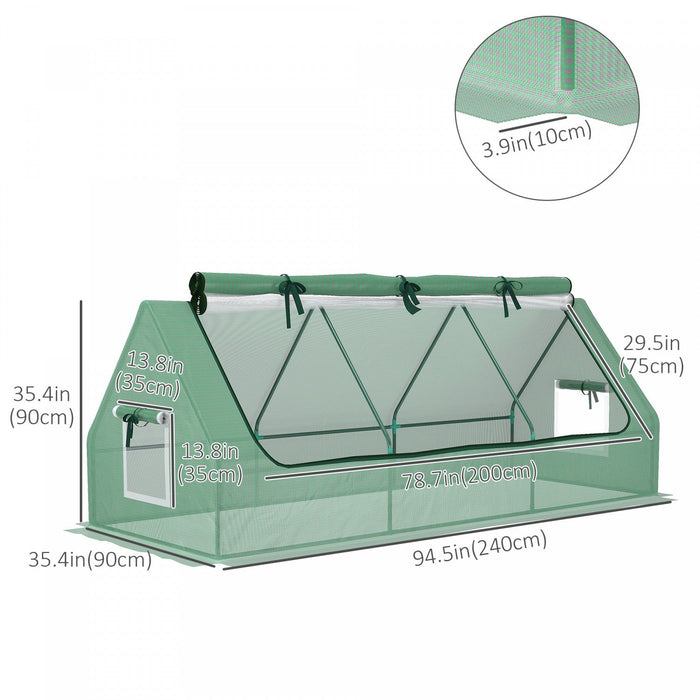 Outsunny Mini Greenhouse, 94.5\" X 35.4\" X 35.4\" House-shaped Portable Tunnel Green House With Mesh W