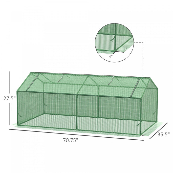 Outsunny 71\" X 36\" X 28\" Mini Greenhouse, Portable Garden Hot House For Plants With Large Roll-up Zi
