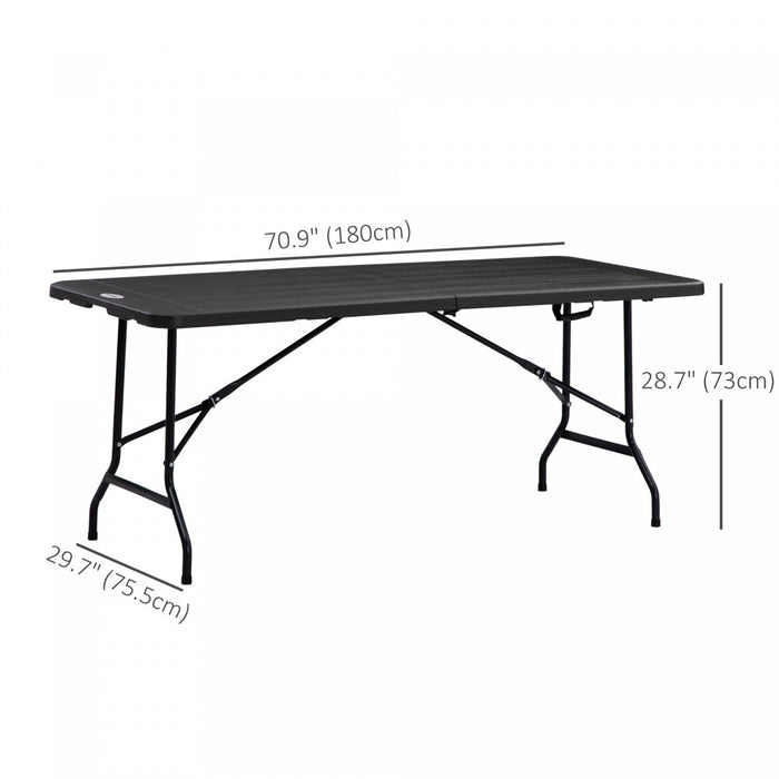 Outsunny 6 Ft Outdoor Dining Table For 6, Folding Patio Table Steel Legs