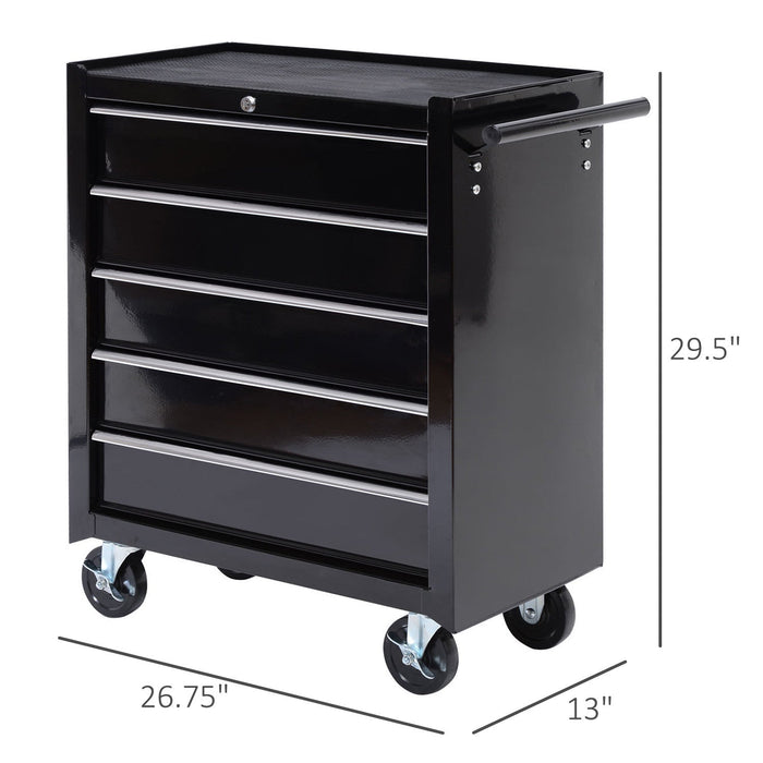 Homcom 5 Drawer Steel Rolling Tool Cabinet