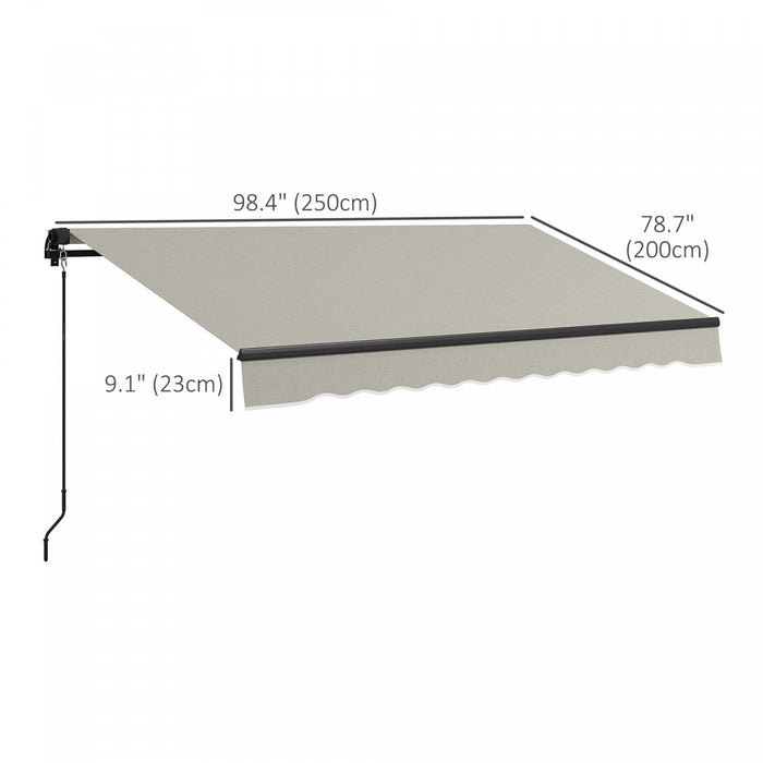 Outsunny 8' X 6.5' Patio Retractable Awning Sunshade Shelter, Light Grey
