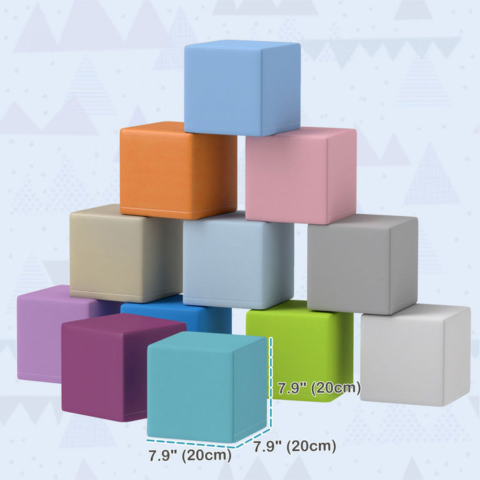 Soozier 12 Piece Foam Blocks, Soft Play Equipment For Kids, Climbing Toys For Toddlers, Safe Play Structures For Preschooler Baby Learning Development, Light Colour