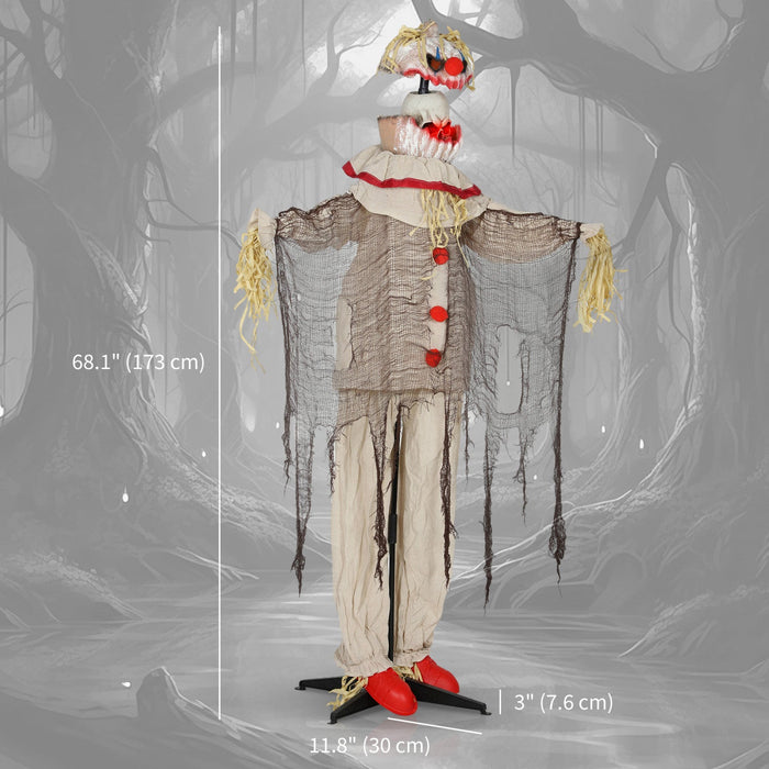 Outsunny 68" Life Size Halloween Animated Pumpkin Clown, Indoor Party Props