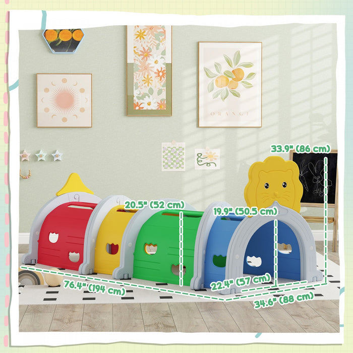 Qaba Tunnel For Kids To Crawl Through, Lion Design Toddler Play Tunnel Indoor & Outdoor Climbing Toy