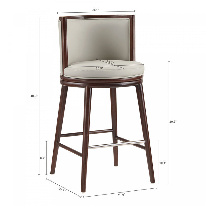 Evalyn Modern Wood Upholstered Barstool in Stone 