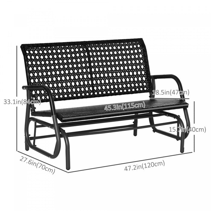Outsunny 2 Seater Wicker Outdoor Glider Bench, Black