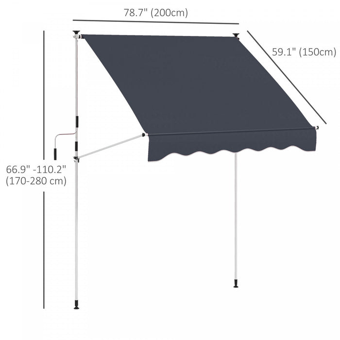 Outsunny 6.6'x5' Manual Retractable Patio Awning Window Door Sun Shade Deck Canopy Shelter Water Res