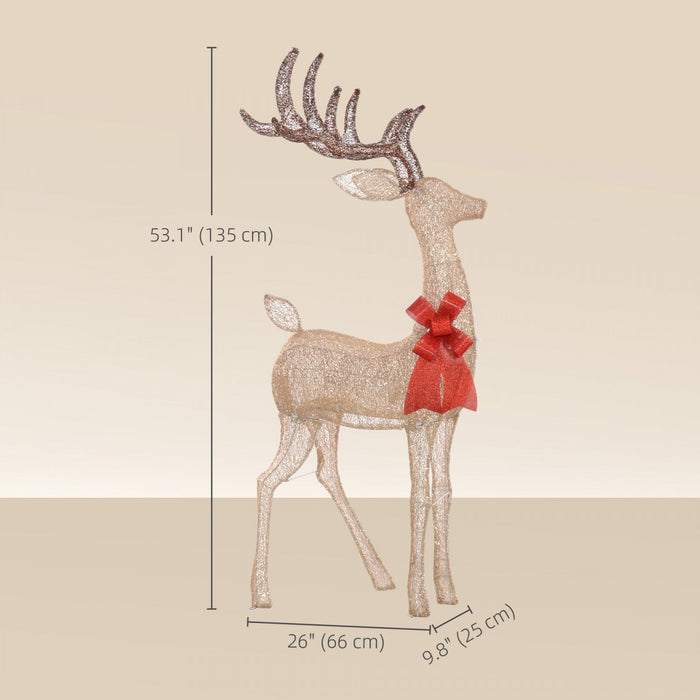 Outsunny Light Up Reindeer Christmas Decoration with 137 LED Lights Gold