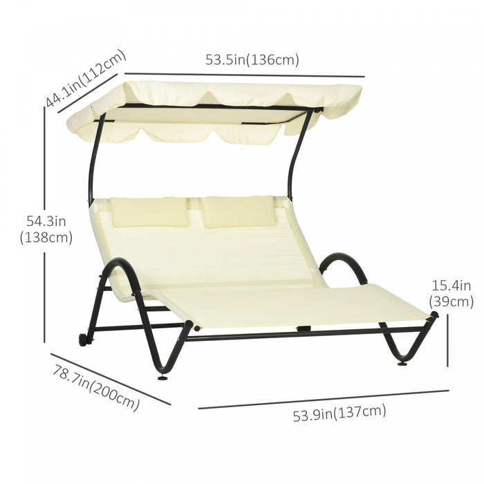 Outsunny Tanning Chair With Sunshade Roof Chaise Lounge Chair, Dark Gray