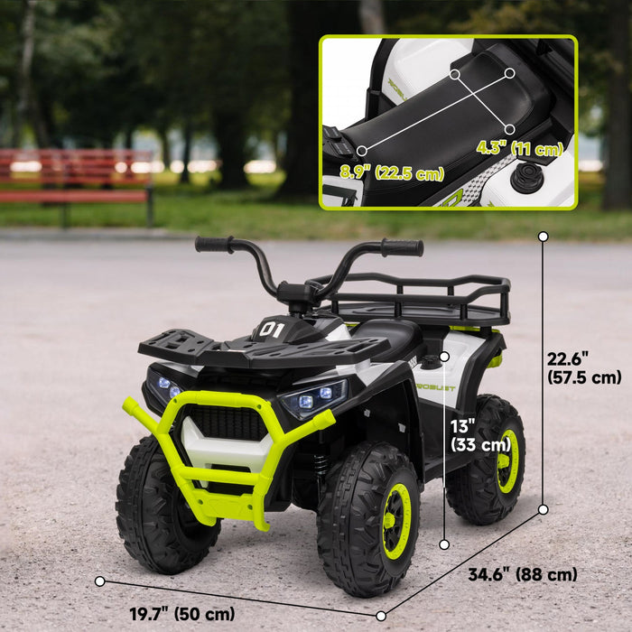 Qaba Kids Atv, 4 Wheeler, 12v Battery Powered Ride-On Electric Vehicle With 4 Spring Suspension Whee
