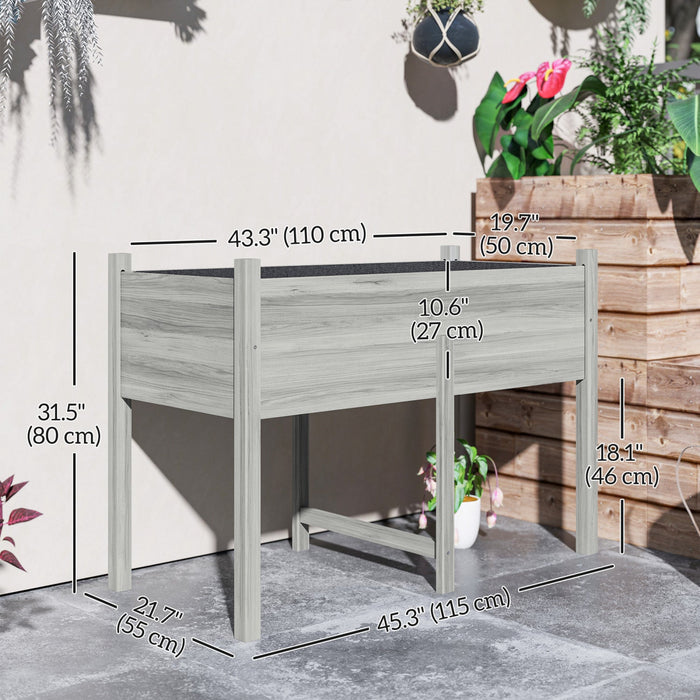 Outsunny Wooden Raised Garden Bed Elevated Planter Box For Flower, Grey