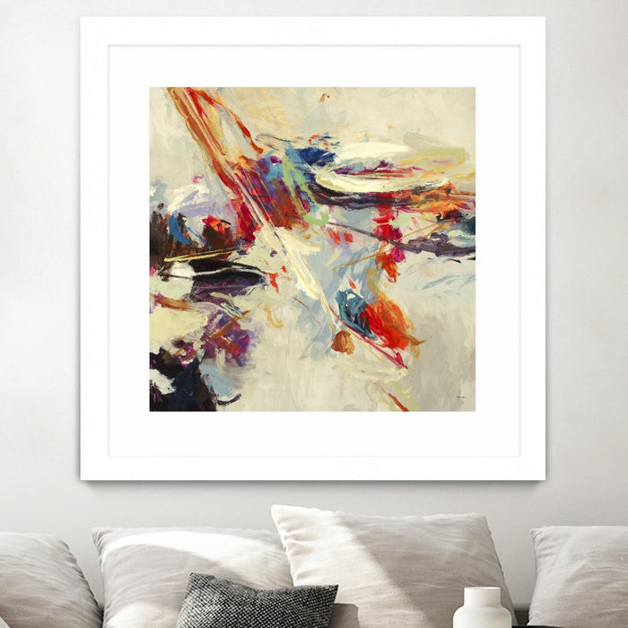 \"Positive Energy I\" Matted and Framed White 30x30 Wall Art