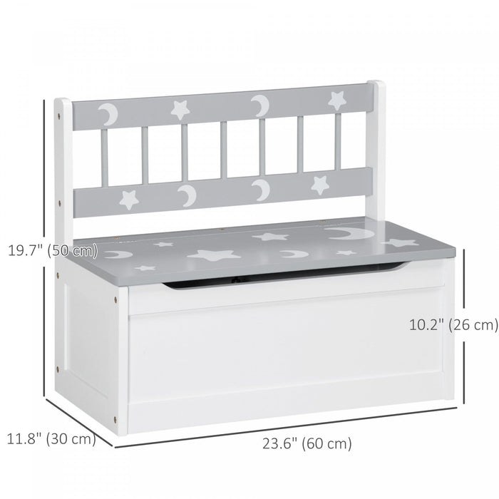 Qaba Kids Toy Storage Box Chest with Lid, Toddler Children Playroom Bedroom Furniture, Toy Organizer and Storage Bin, Grey