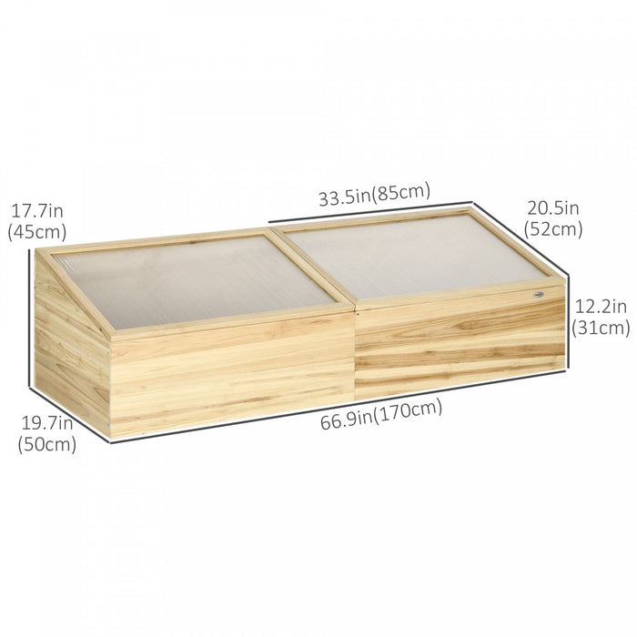 Outsunny Wooden Cold Frame With Openable Roof, Portable Mini Greenhouse For Indoor, Outdoor, Flowers