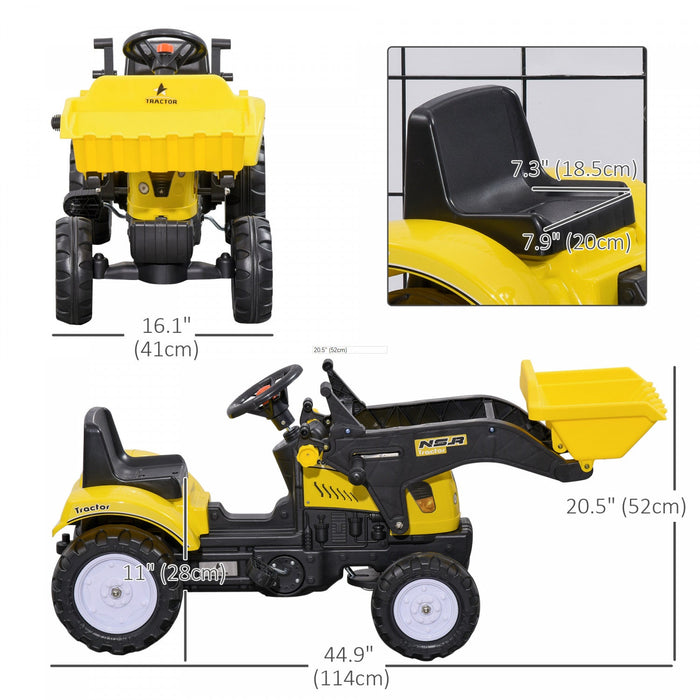 Aosom Ride On Excavator For Kids, Pedal Ride On Tractor With Front Loader Digger, No Power Pretend P