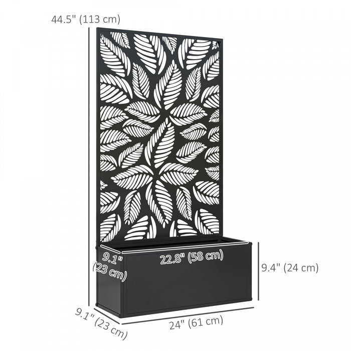 Outsunny Raised Garden Bed with Privacy Panel, Metal Planter Box