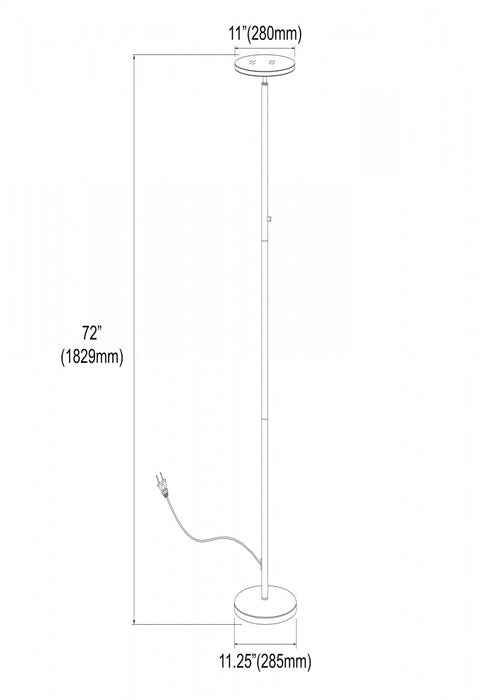 Dainolite LED Torchier Floor Lamp Satin Nickel Finish