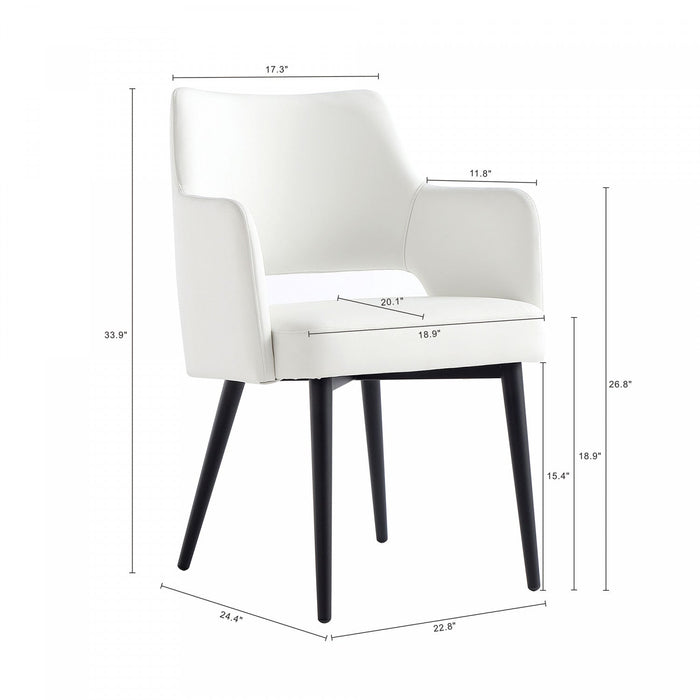 Tremont Modern Metal Vegan Leather Armchair in White 