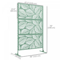 Outsunny Metal Privacy Screen W/ Expansion Screws Outdoor Divider, Leaf