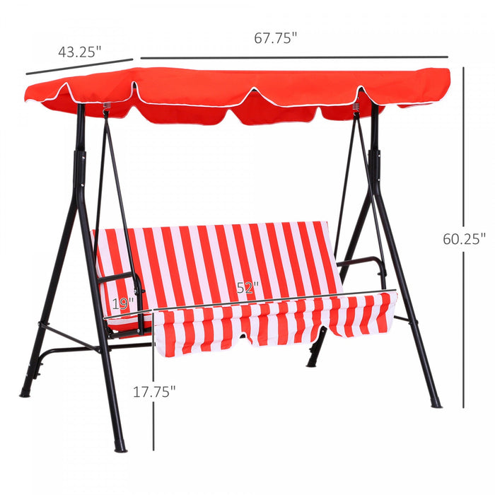 Outsunny 3-seat Patio Swing Chair, Outdoor Porch Swing Glider With Adjustable Canopy, Removable Cush
