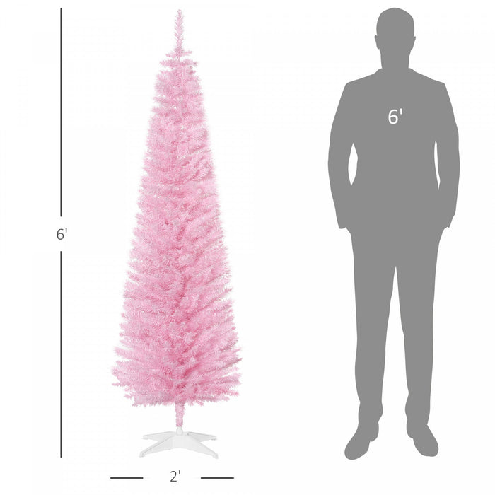 Homcom 6ft Pencil Slim Artificial Christmas Tree With 390 Realistic Branches