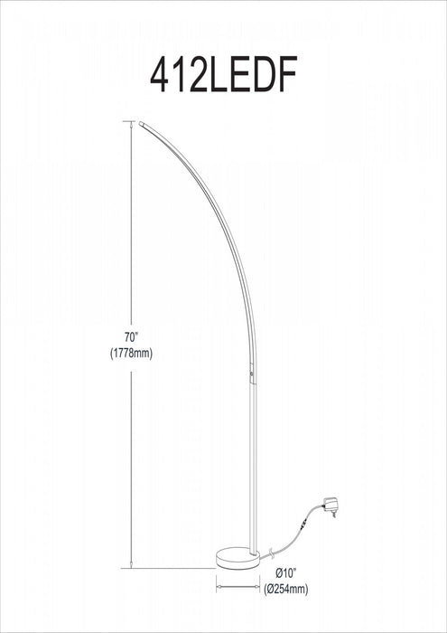 Dainolite Gentle Bend LED Floor Lamp 22w Matte Black Finish