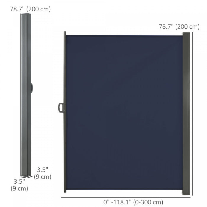 Outsunny 118\" X 79\" Retractable Side Awning Patio Outdoor Folding Privacy Screen With Resistance To 