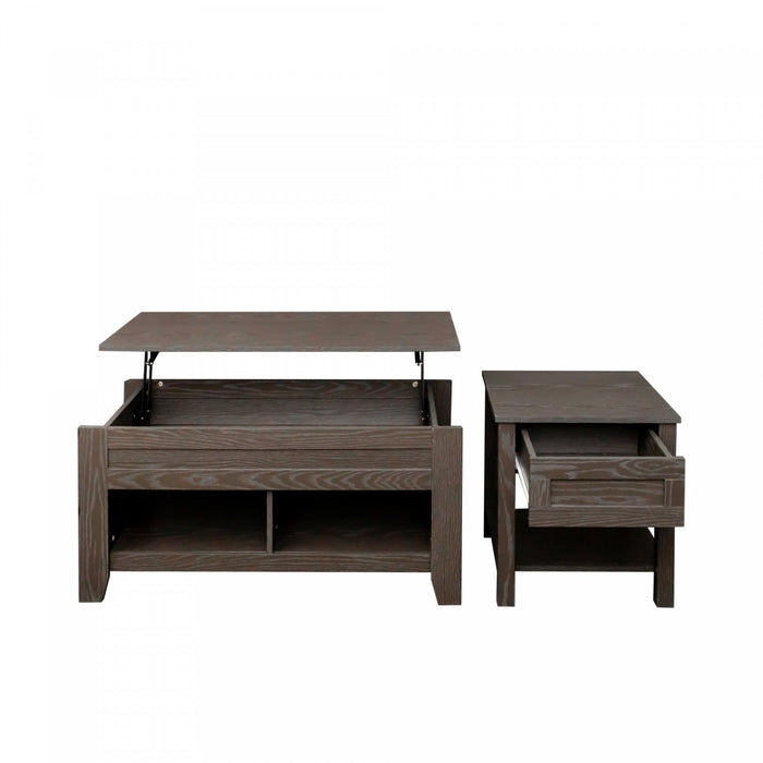 Strauss Lift-top Coffee & End Table Grey, Set Of 2 Occasional Table Package 