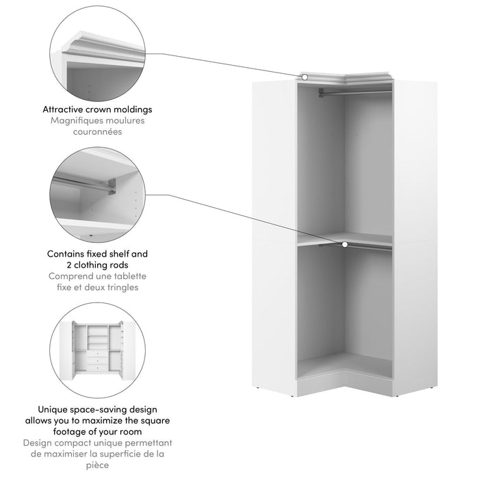 Bestar Versatile 36 W Corner Closet Organizer - White