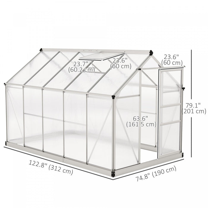 Outsunny Greenhouse, Walk-in Hot House, Clear Pc Board With Sliding Door