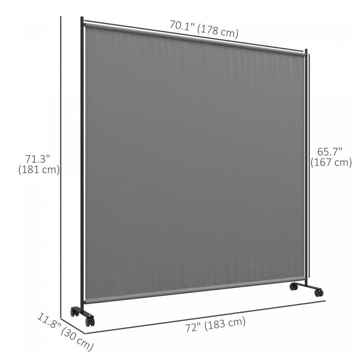 Outsunny Room Divider With Wheels, 6ft Rolling Privacy Screen, Dark Grey