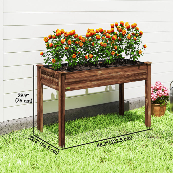 Outsunny 48"x22"x30" Elevated Planter Box, Wooden Patio Raised Garden Bed