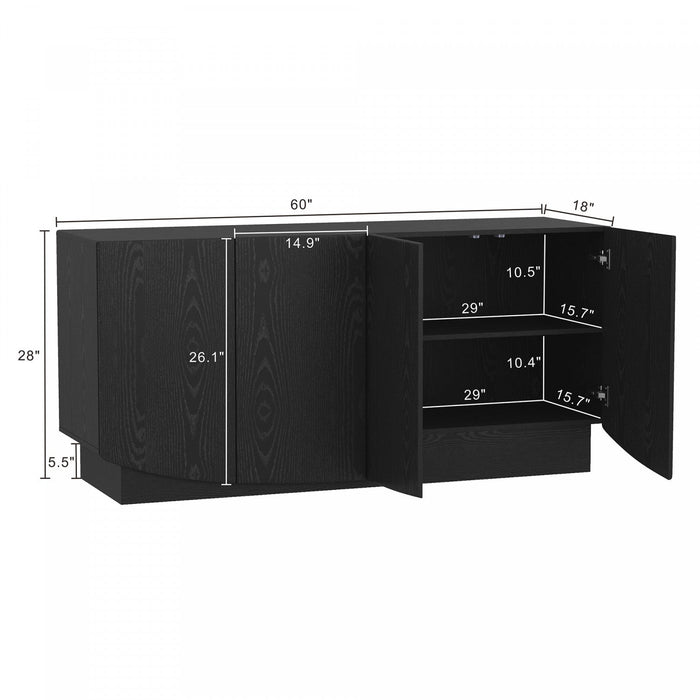 Ardea Contemporary 60\" Sideboard in Black Buffet 