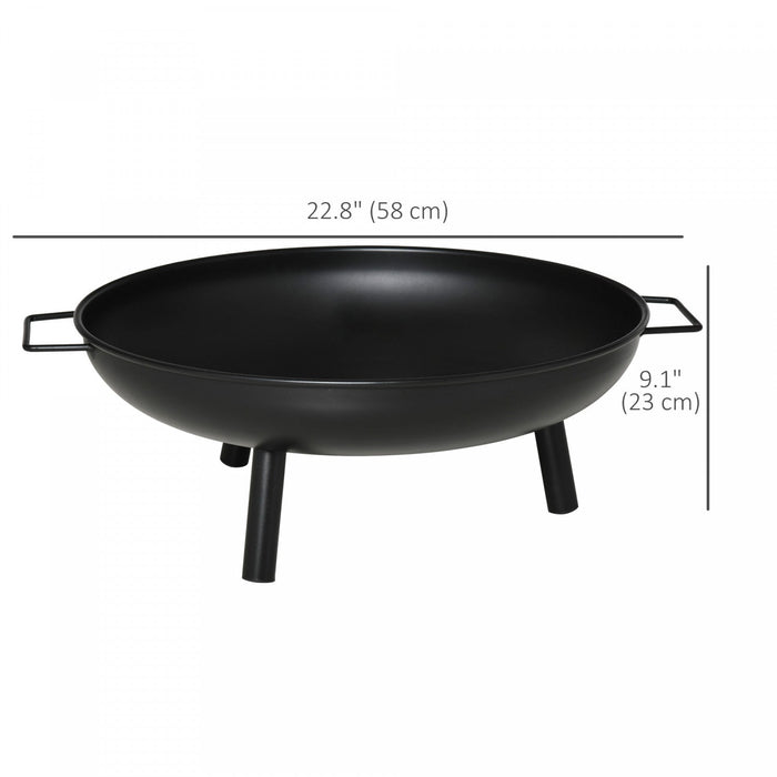 Outsunny 23" Round Outdoor Wood-burning Fire Pit With Support Legs, Black