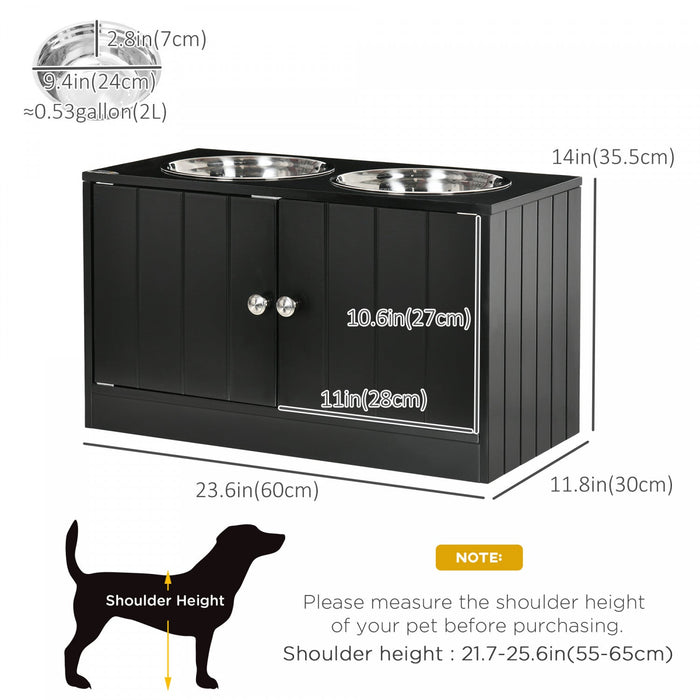 Pawhut Elevated Dog Bowls For Large Dogs Pet Feeding Station With Stand, Storage, 2 Stainless Steel 