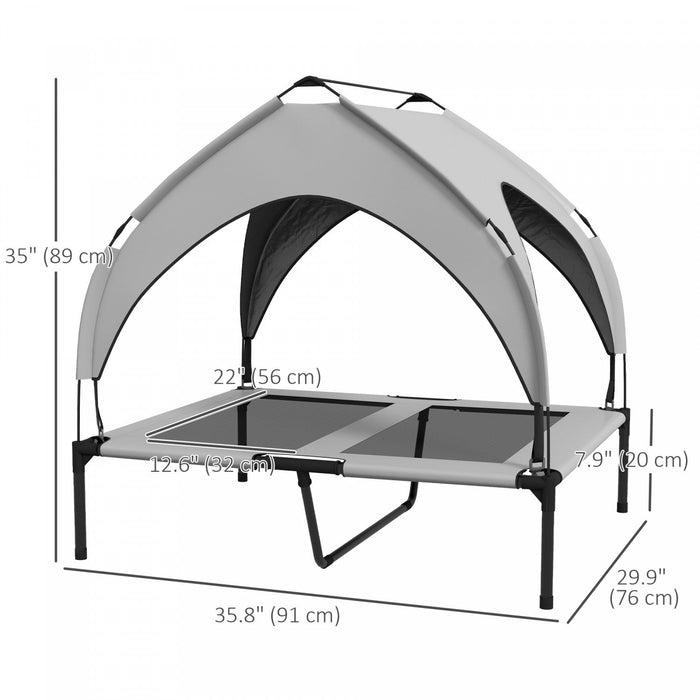 Pawhut Elevated Dog Bed With Canopy, Cooling Dog Cot Bed For Camping, Portable Raised Pet Cot With W