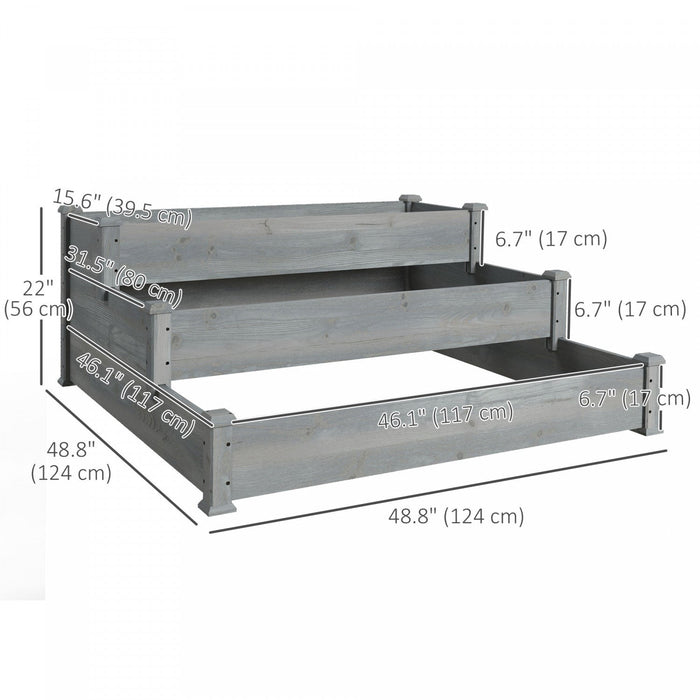 Outsunny 3-tier Raised Garden Bed Wooden Planter Kit For Yard & Patio