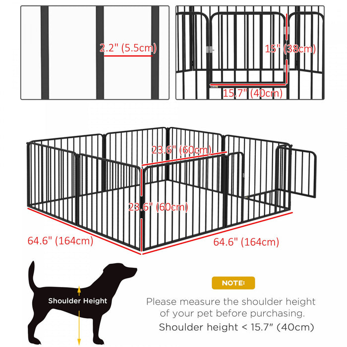 Pawhut Heavy Duty Dog Playpen, Steel Dog Pen With Door, Pet Exercise Fence, Outdoor Indoor Diy Desig