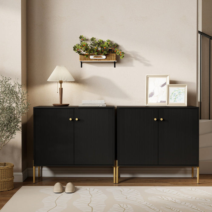 HOMCOM Sideboard with Fluted Doors, 32" Modern Buffet Cabinet, Black