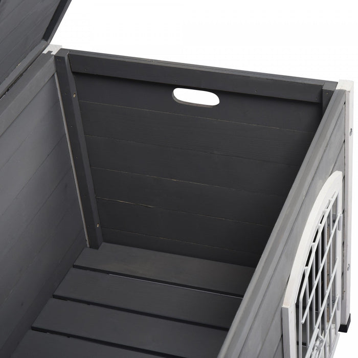 Pawhut 31\" Folding Dog House, Portable Pet Crate Kennel, Wooden Wire Cage For Miniature And Small Si