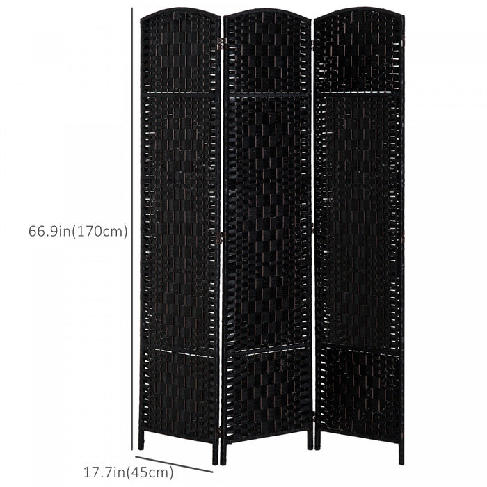 Homcom Double Hinged Woven Wicker Room Divider And Privacy Screens
