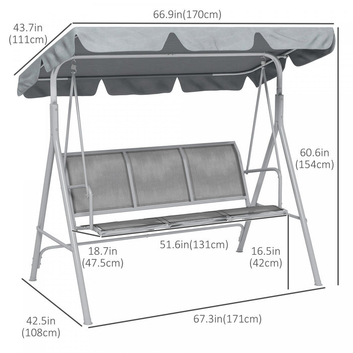 Outsunny 3-seater Patio Swing, Outdoor Swing Chair With Canopy For Garden