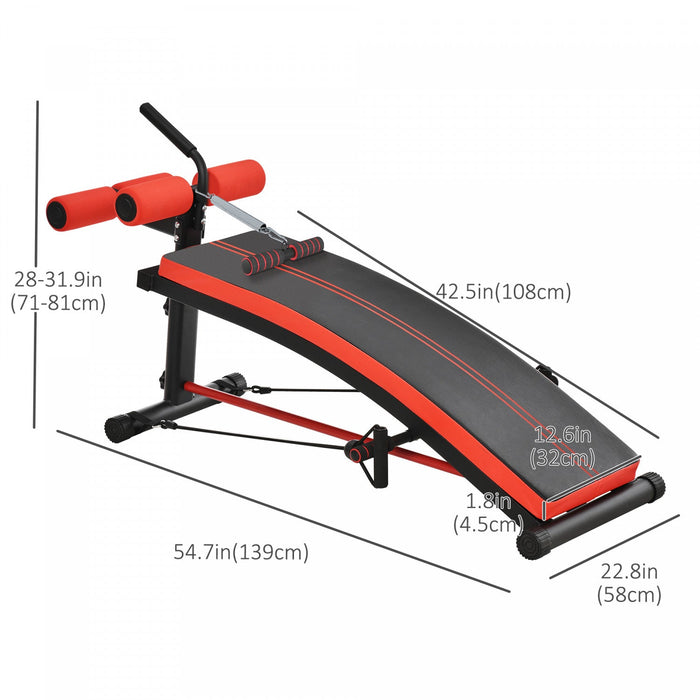 Soozier Sit Up Bench, Workout Bench Abdominal Trainer With Resistance Bands And Reverse Crunch Handl