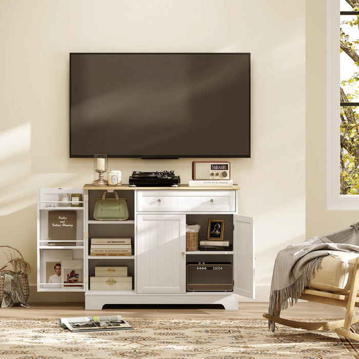 41" Sideboard Buffet Cabinet with Storage Drawer, Adjustable Shelf, White